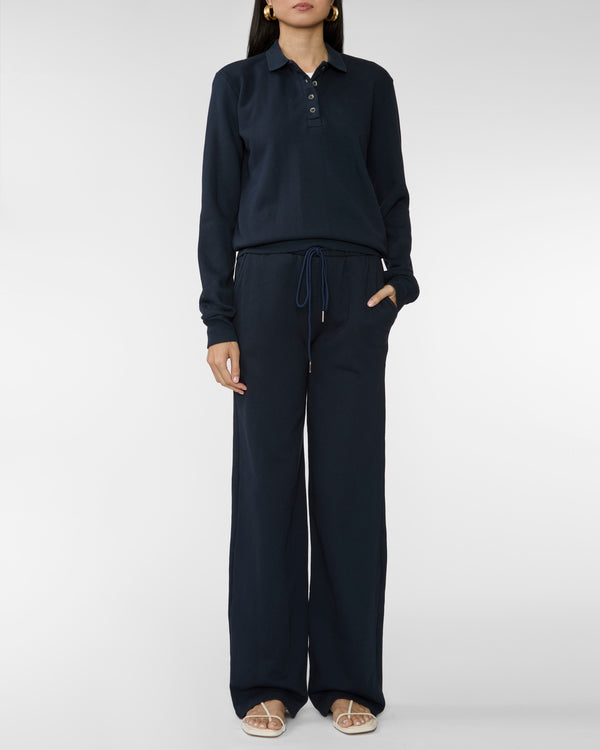SPRWMN Polo Sweatshirt in Navy