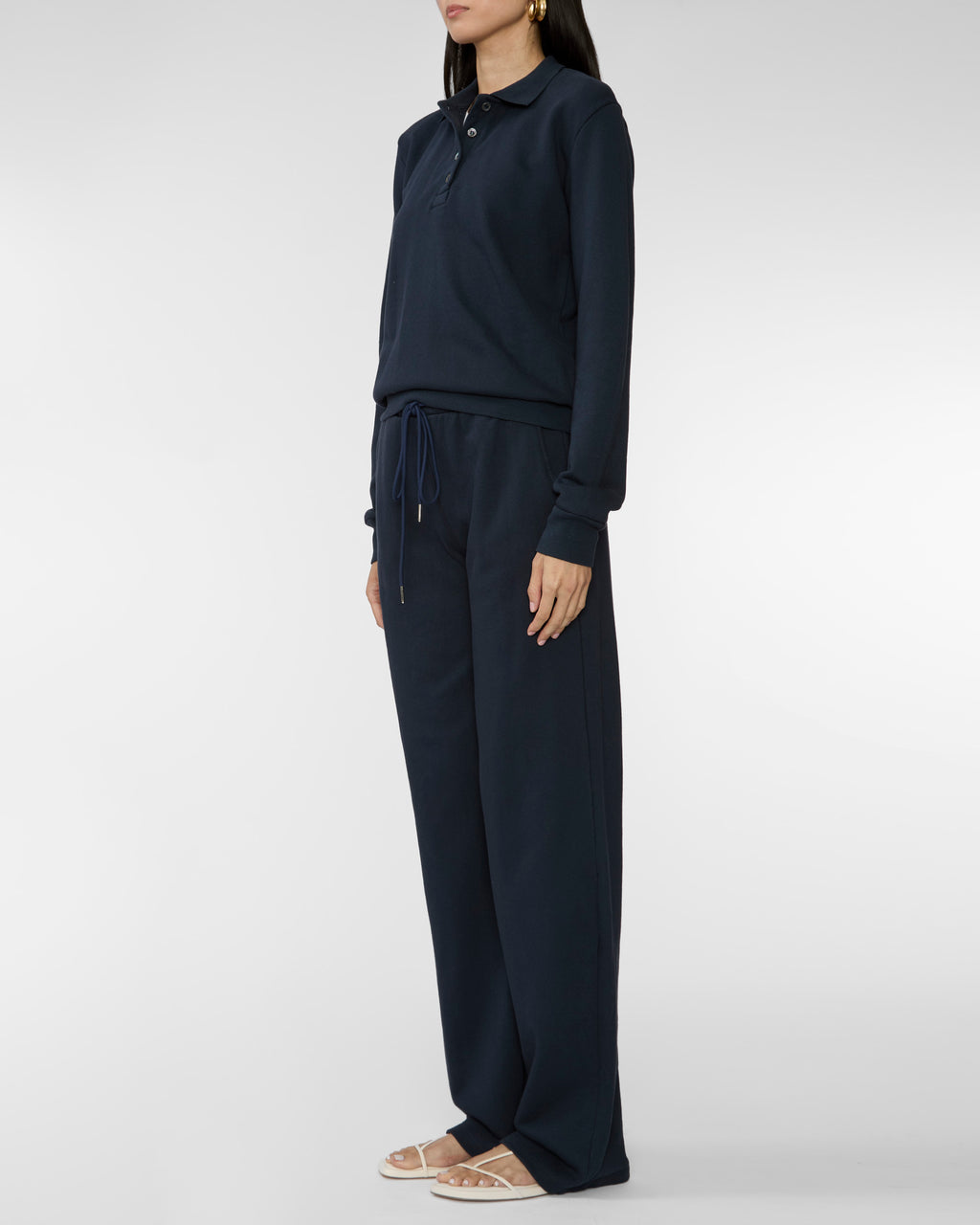 SPRWMN Polo Sweatshirt in Navy