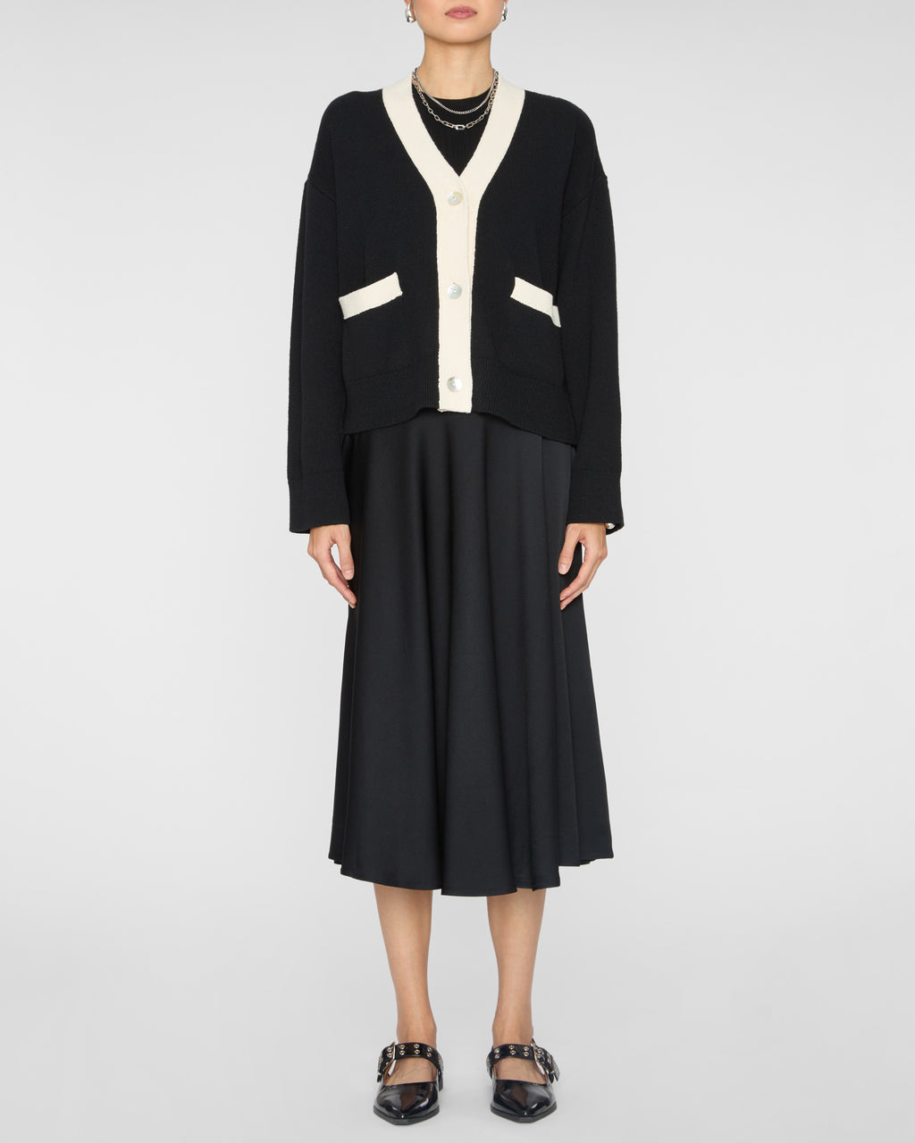 RAILS Geneva Cardigan in Black Ivory