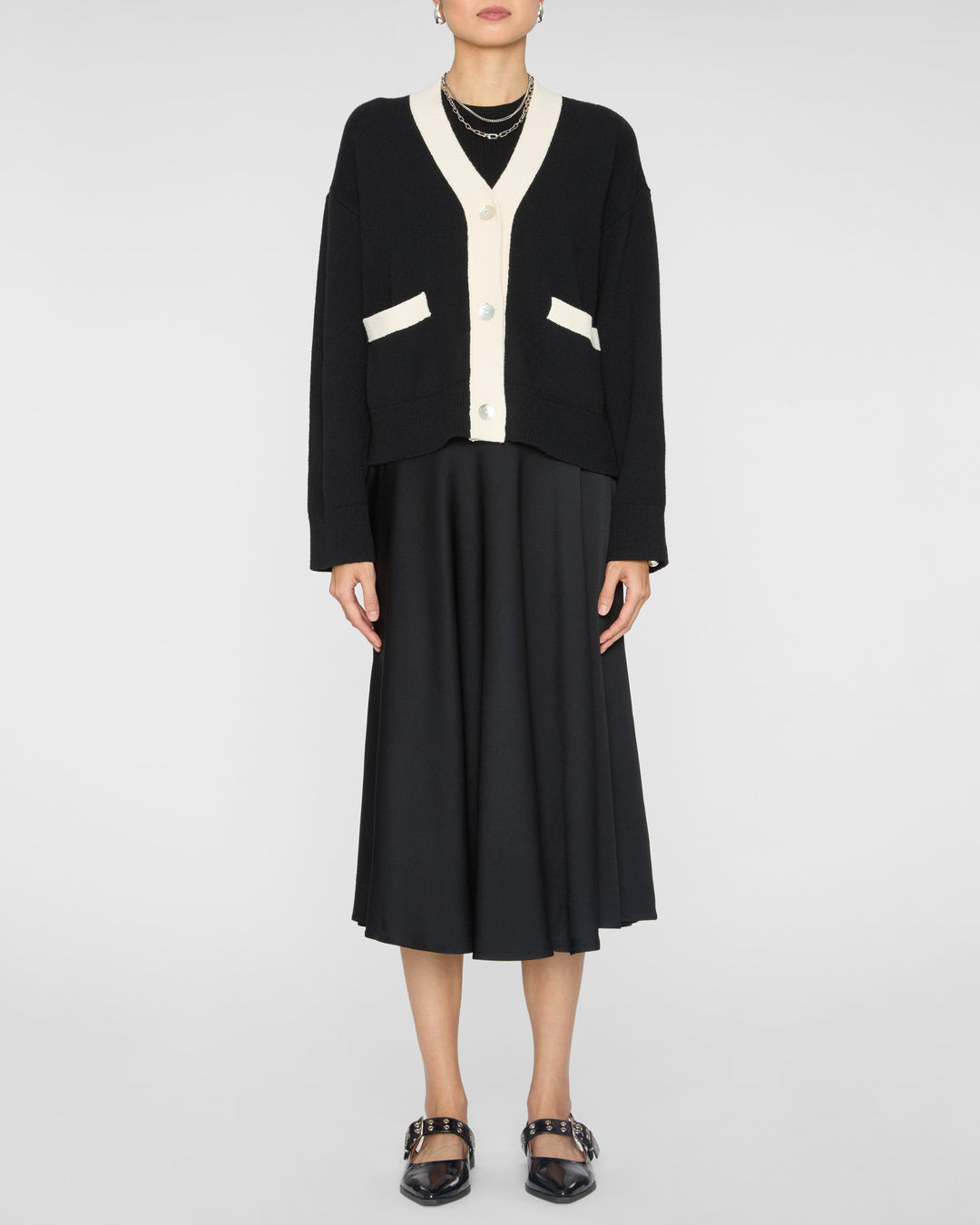 RAILS Geneva Cardigan in Black Ivory