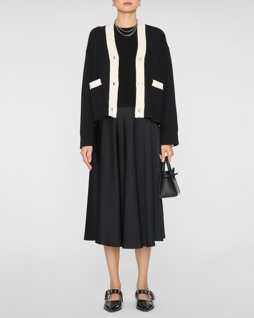 RAILS Geneva Cardigan in Black Ivory