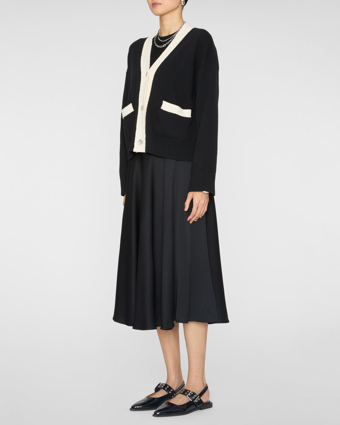 RAILS Geneva Cardigan in Black Ivory