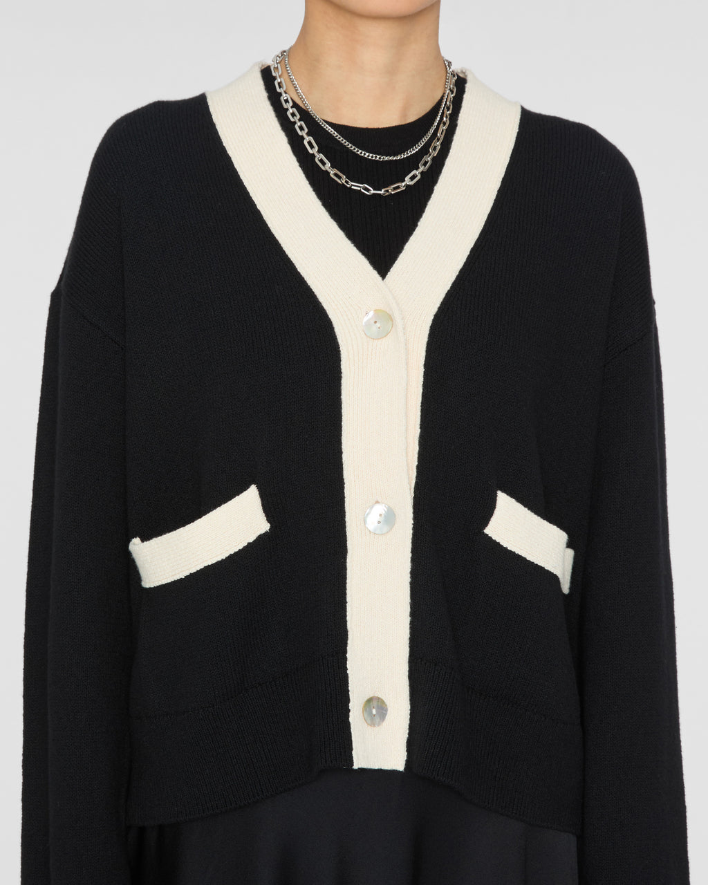 RAILS Geneva Cardigan in Black Ivory