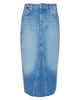 The Highland Denim Skirt in Baja Blue Raw Hem