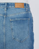 The Highland Denim Skirt in Baja Blue Raw Hem