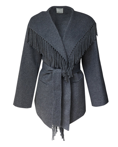 Rowen Fringe Jacket in Grey Melange
