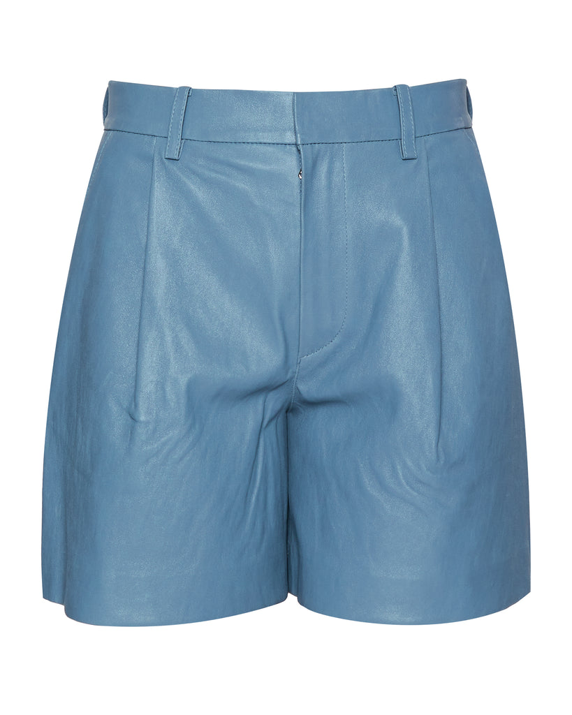 Deep Pleat Trouser Shorts in Chambray Blue - 20% Off Editor's Picks