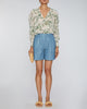 Deep Pleat Trouser Shorts in Chambray Blue