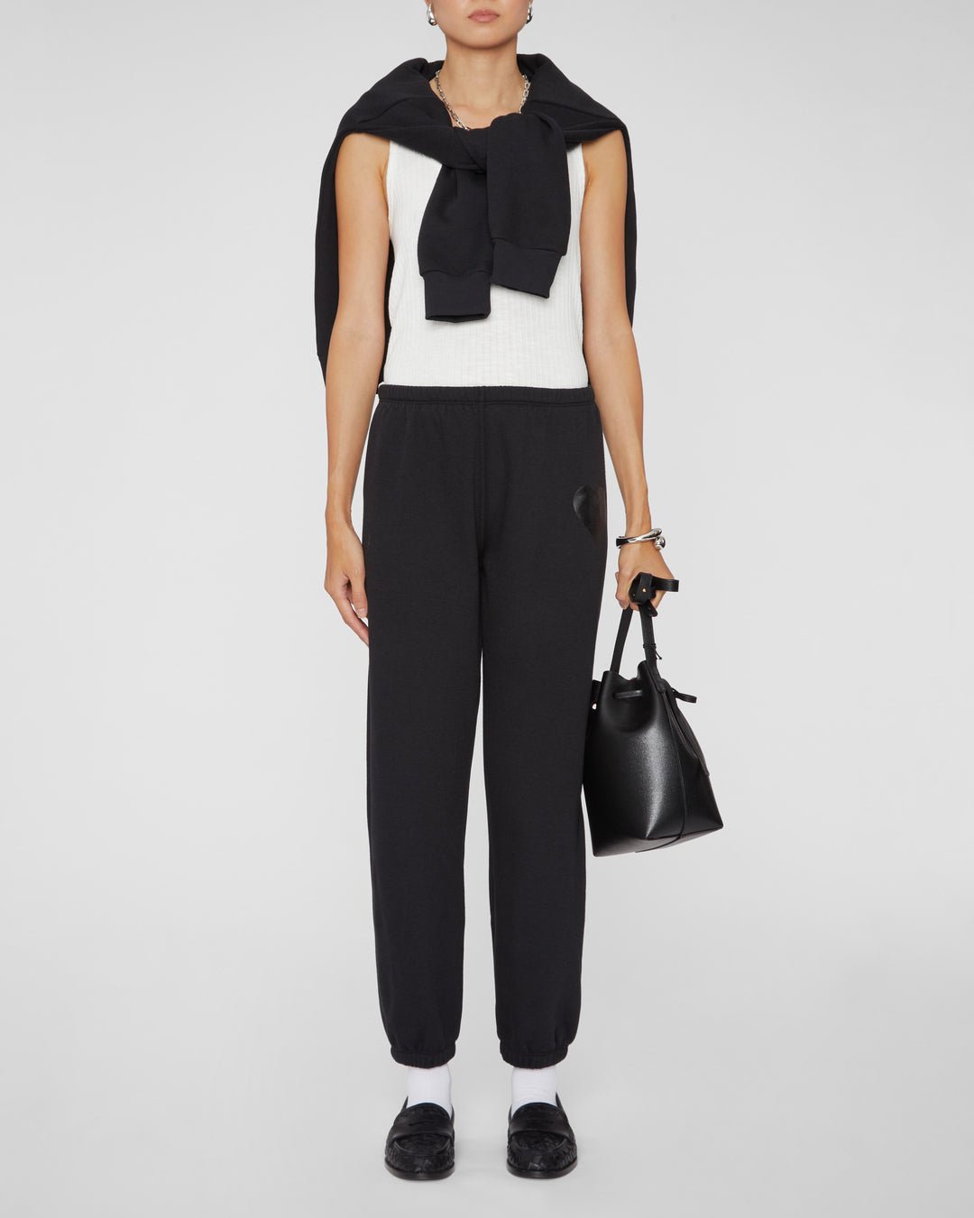 SPRWMN Heart Sweatpants in Black/Black