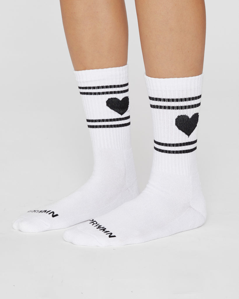 SPRWMN Heart Logo Crew Socks in White