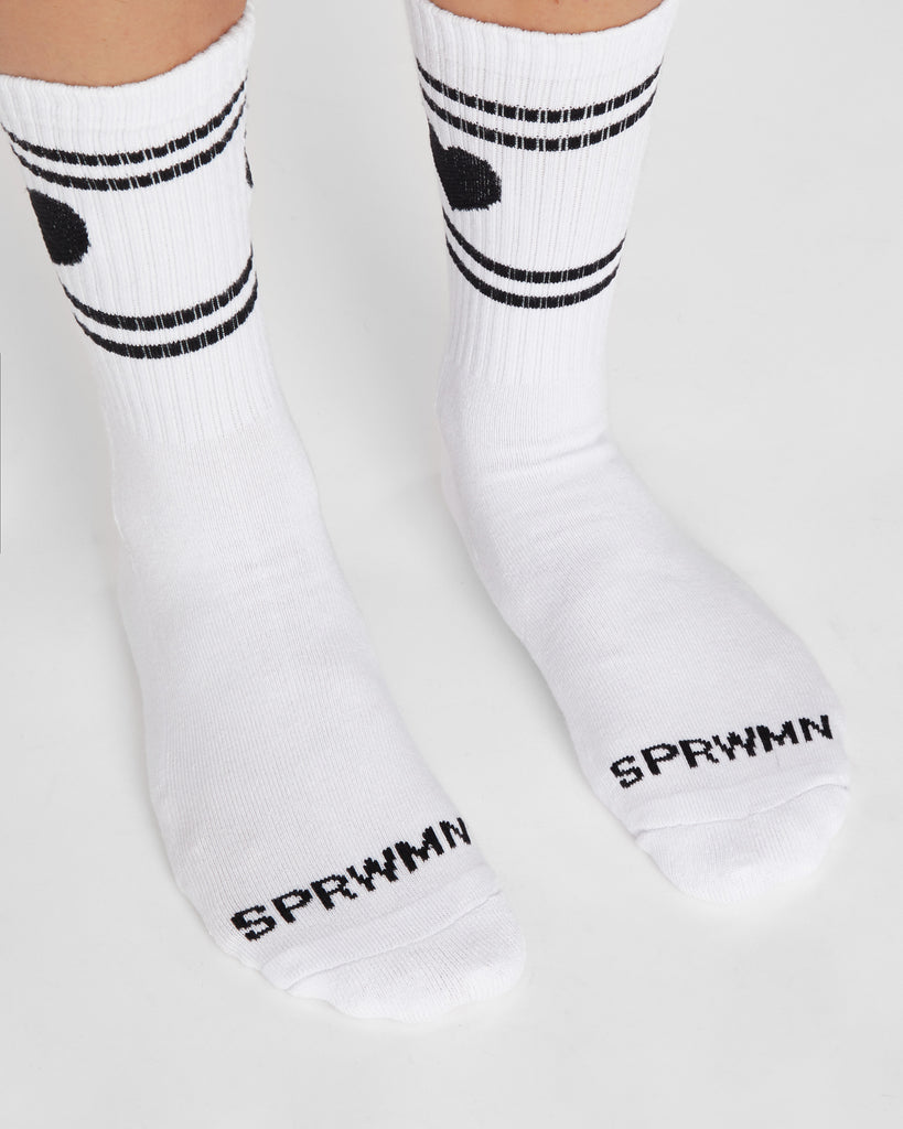SPRWMN Heart Logo Crew Socks in White