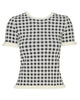 SEA Saige Gingham Knit Short Sleeve Top