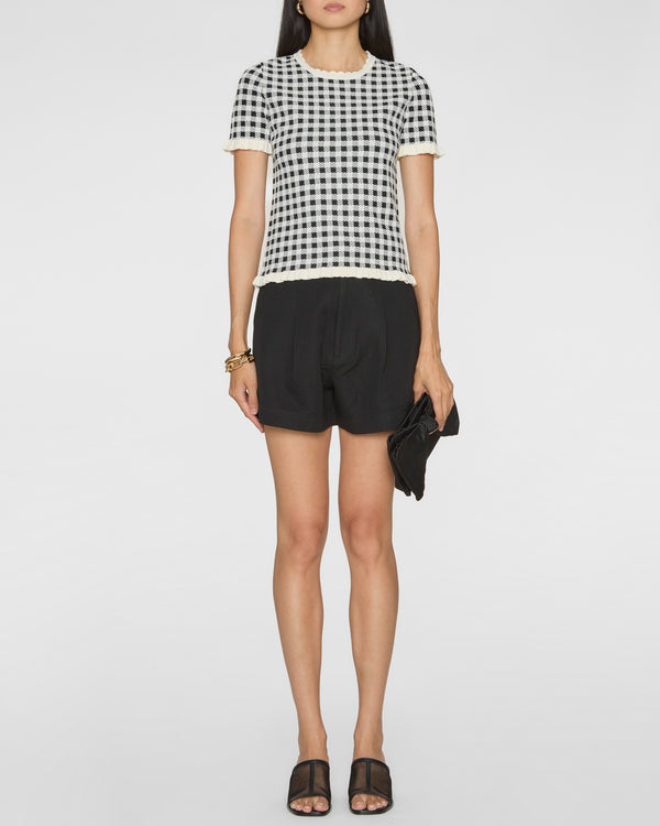 SEA Saige Gingham Knit Short Sleeve Top