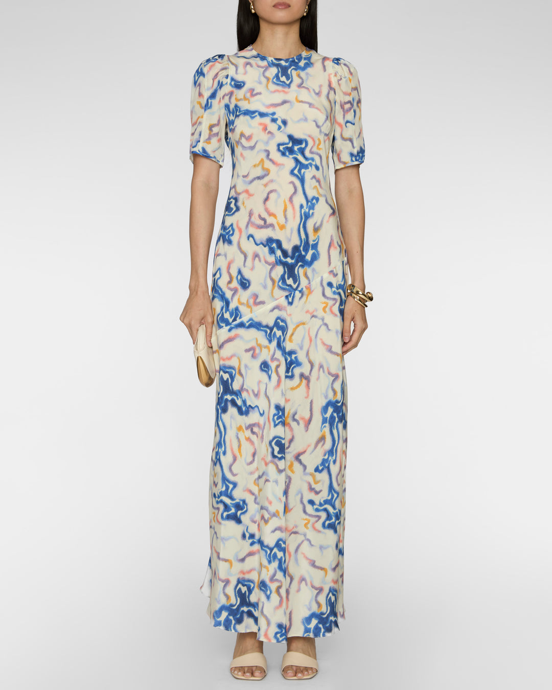 ULLA JOHNSON Samar Short Sleeve Silk Dress
