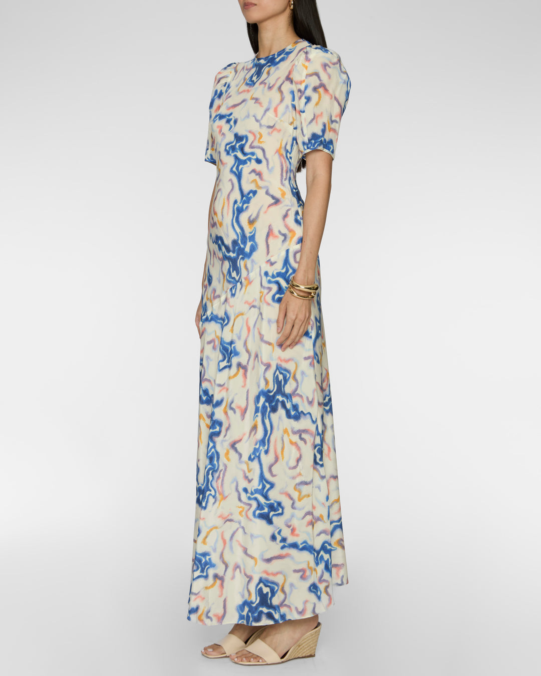 ULLA JOHNSON Samar Short Sleeve Silk Dress