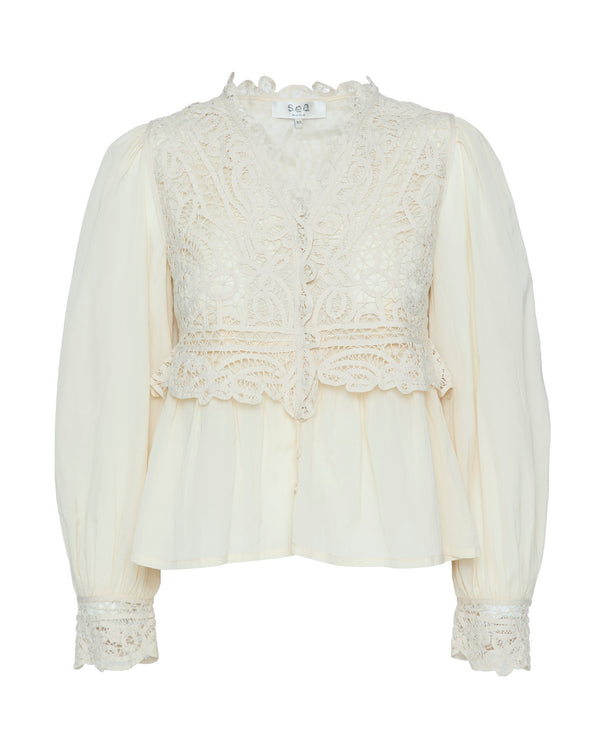 SEA Adelina Battenberg Lace Long Sleeve Top