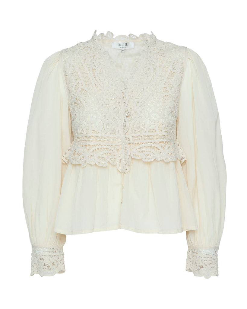 SEA Adelina Battenberg Lace Long Sleeve Top