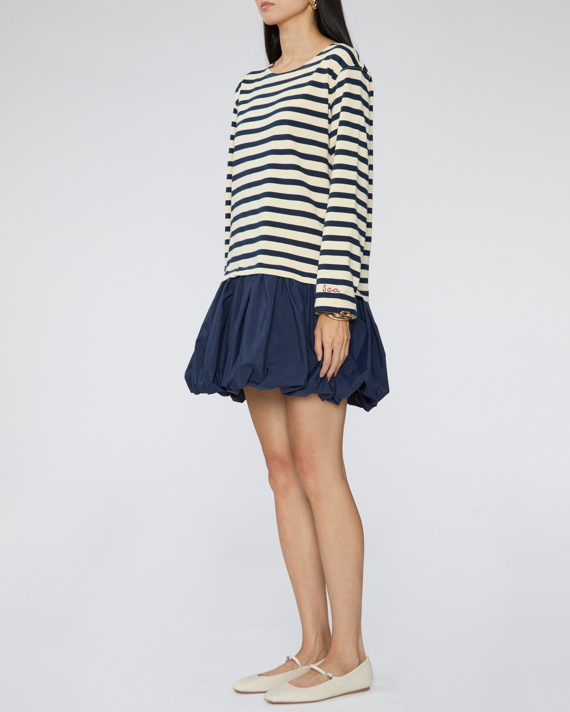 Stripe Shirt Bubble Dress 正規品 Her lip to（ハーリップトゥー）の「Stripe Shirt Bubble Dress