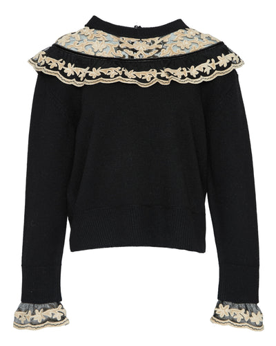 Bea Embroidery Sweater with Yoke