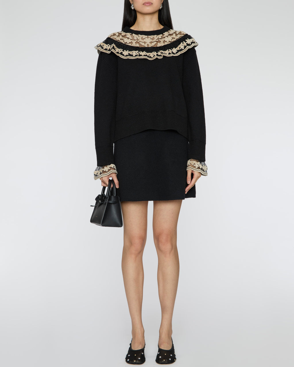 SEA Bea Embroidery Sweater with Yoke