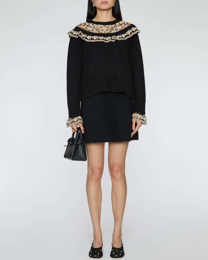 SEA Bea Embroidery Sweater with Yoke