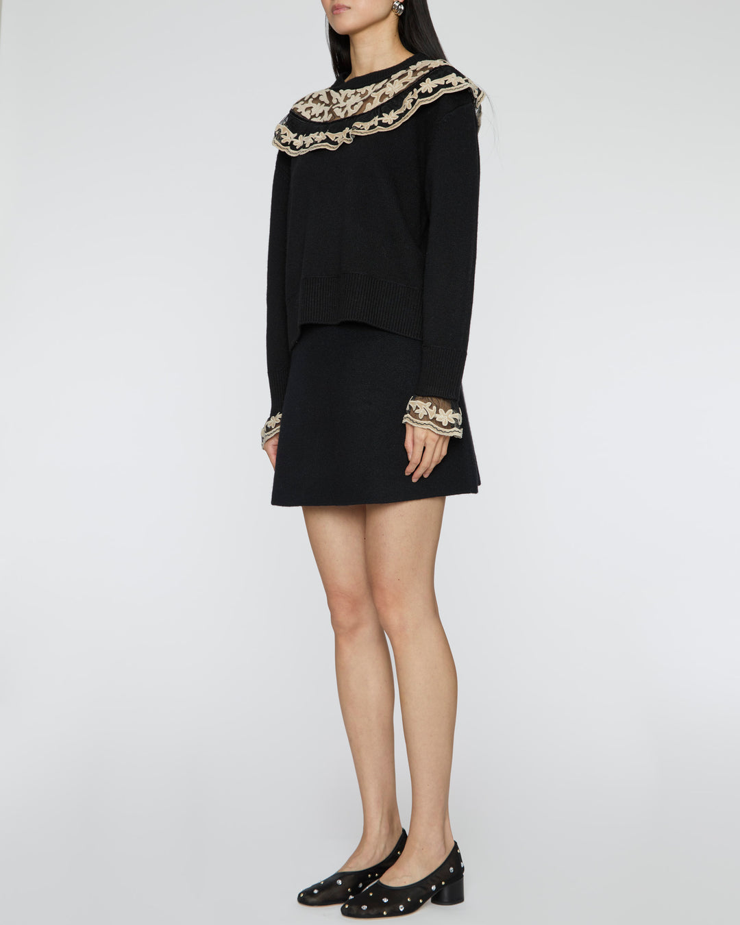 SEA Bea Embroidery Sweater with Yoke