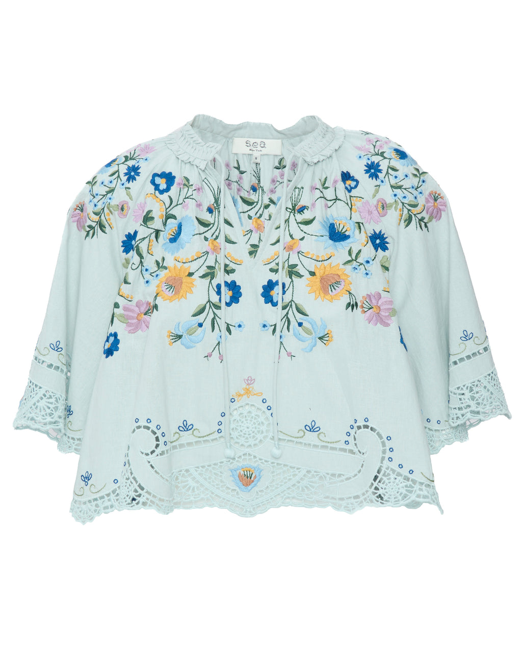 SEA Celia Embroidery Short Sleeve Top