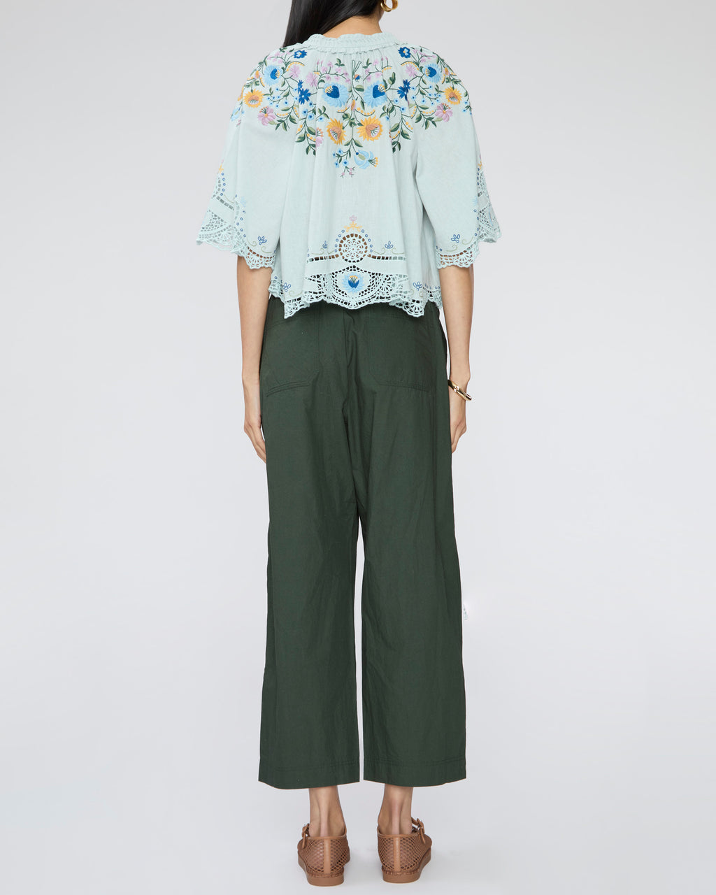 SEA Celia Embroidery Short Sleeve Top