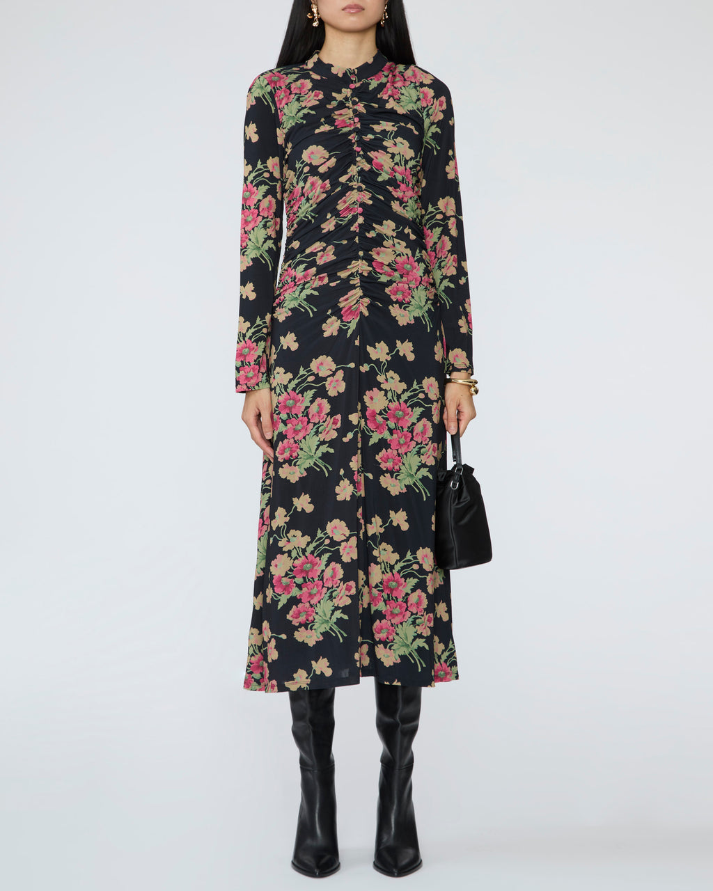 SEA Cornelia Print Long Sleeve Midi Dress