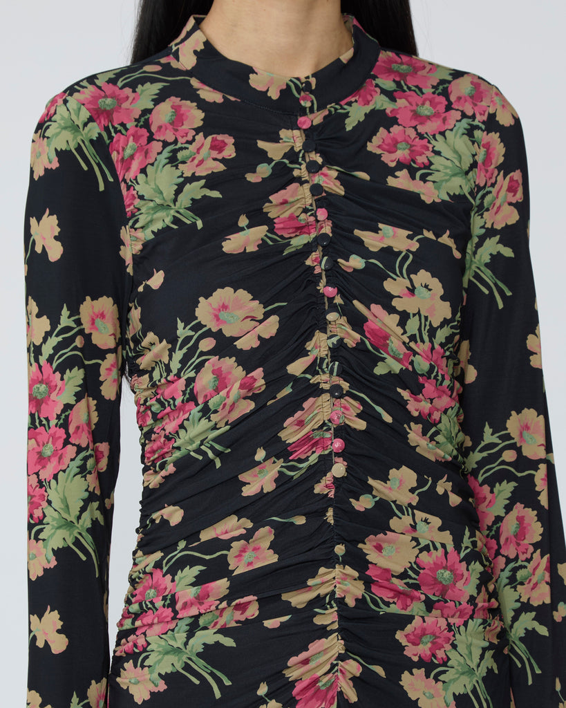 SEA Cornelia Print Long Sleeve Midi Dress