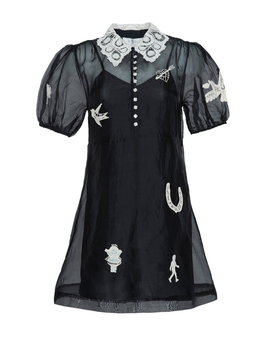 SEA Ellison Solid Puff Sleeve Mini Dress