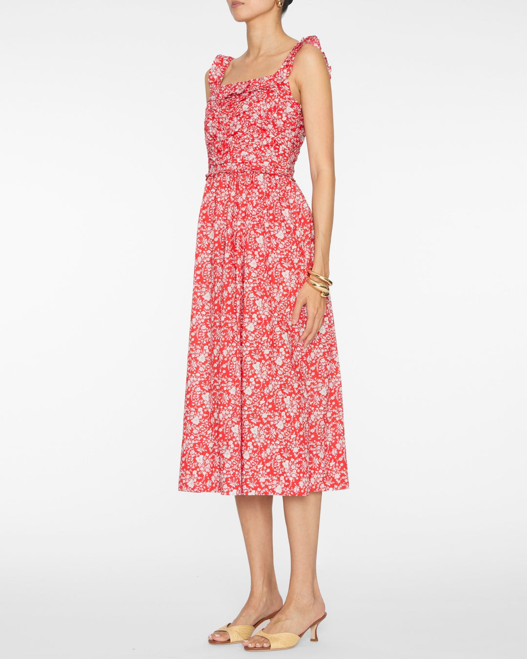 SEA Lucille Liberty Print Pleated Midi Dress