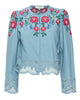 SEA Rosaline Embroidery Long Sleeve Button Up Top