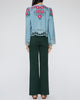SEA Rosaline Embroidery Long Sleeve Button Up Top