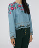 SEA Rosaline Embroidery Long Sleeve Button Up Top