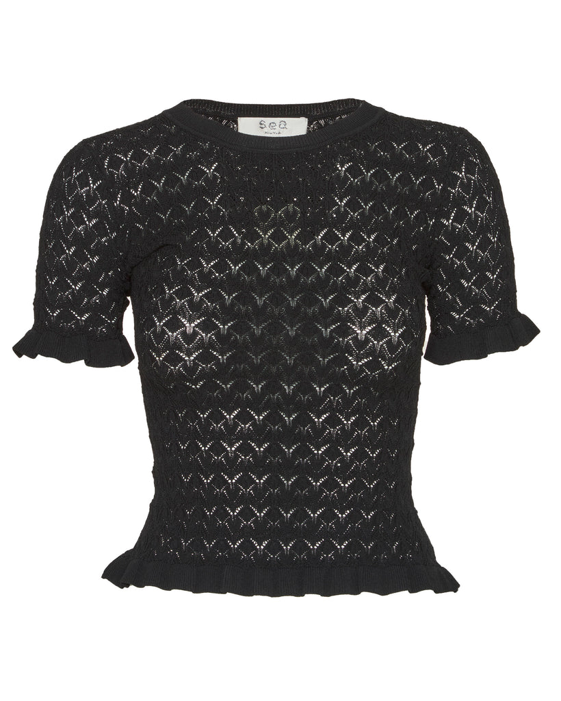 SEA Rue Fine Gauge Knit Short Sleeve Sweater
