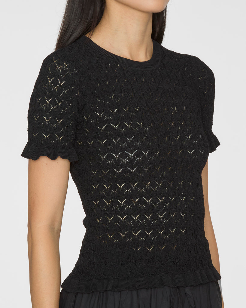SEA Rue Fine Gauge Knit Short Sleeve Sweater