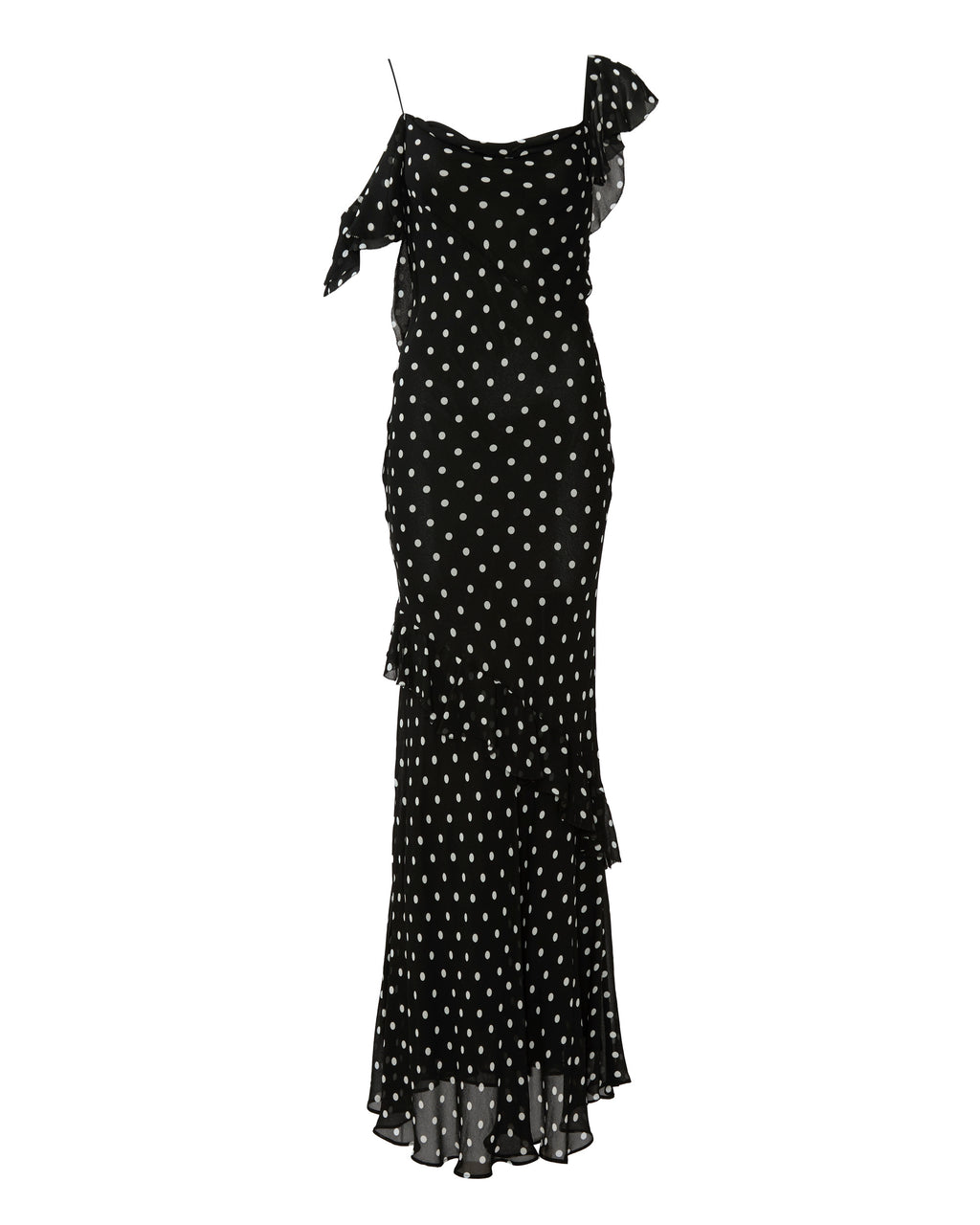 SELF PORTRAIT Black Polka Dot Georgette Maxi Dress