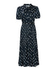 SELF PORTRAIT Navy Polka Dot Satin Midi Dress