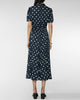SELF PORTRAIT Navy Polka Dot Satin Midi Dress