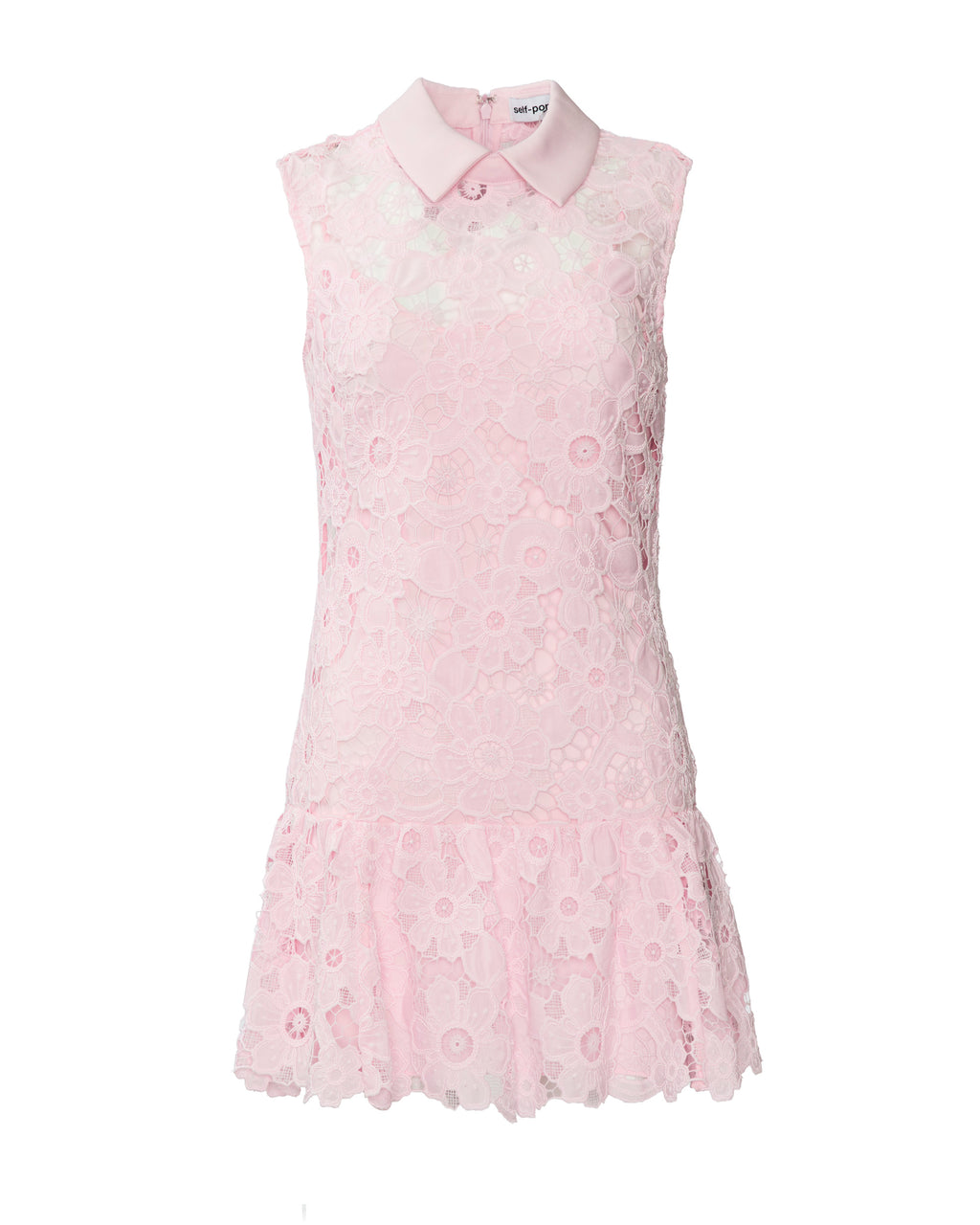 SELF PORTRAIT Pink Lace Collared Mini Dress