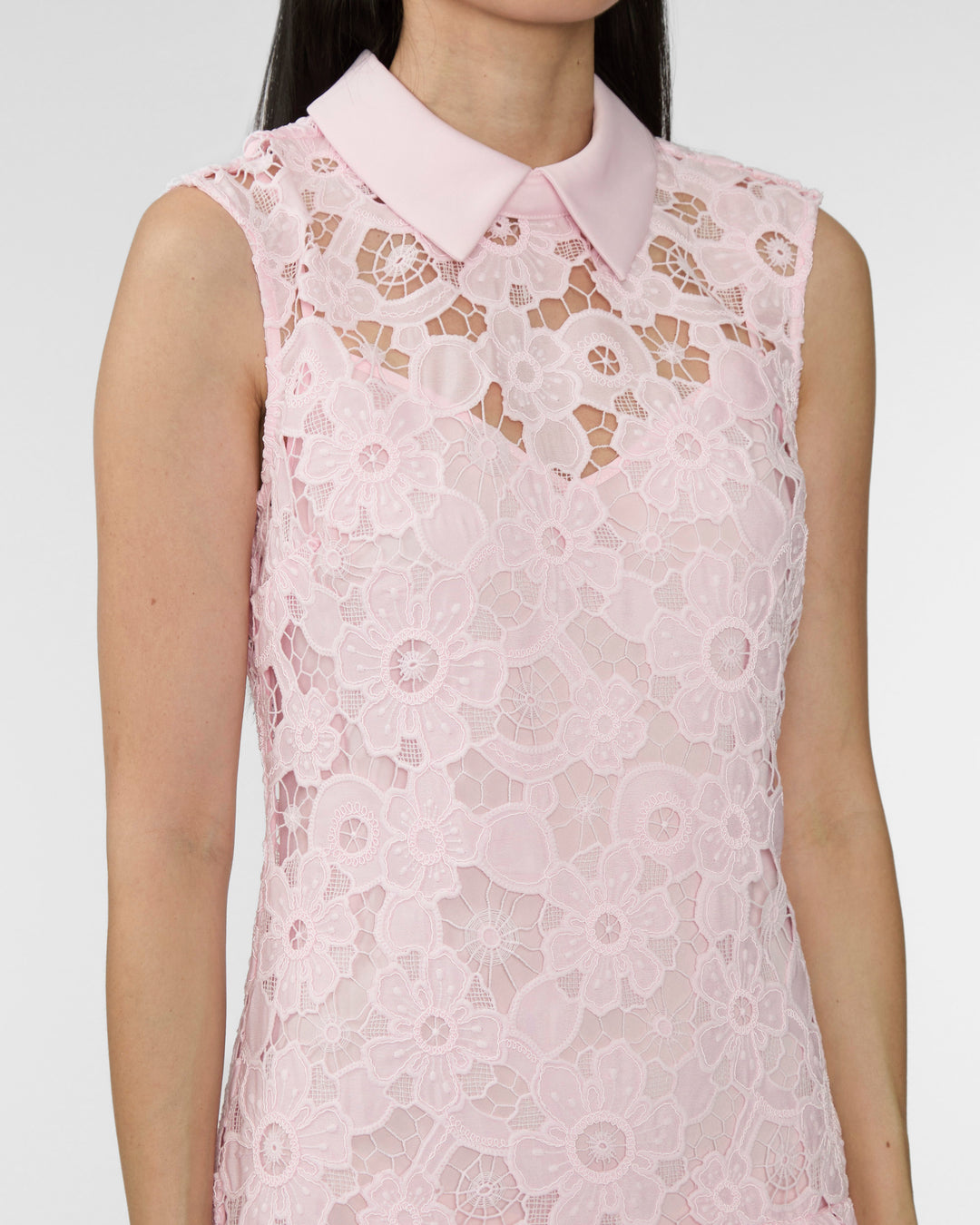 SELF PORTRAIT Pink Lace Collared Mini Dress