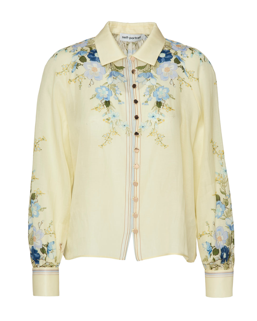 SELF PORTRAIT Yellow Floral Organza Blouse