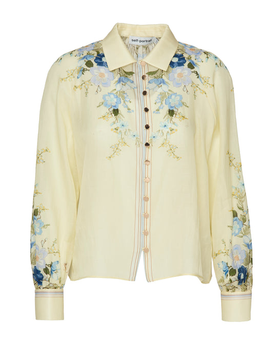 SELF PORTRAIT Yellow Floral Organza Blouse