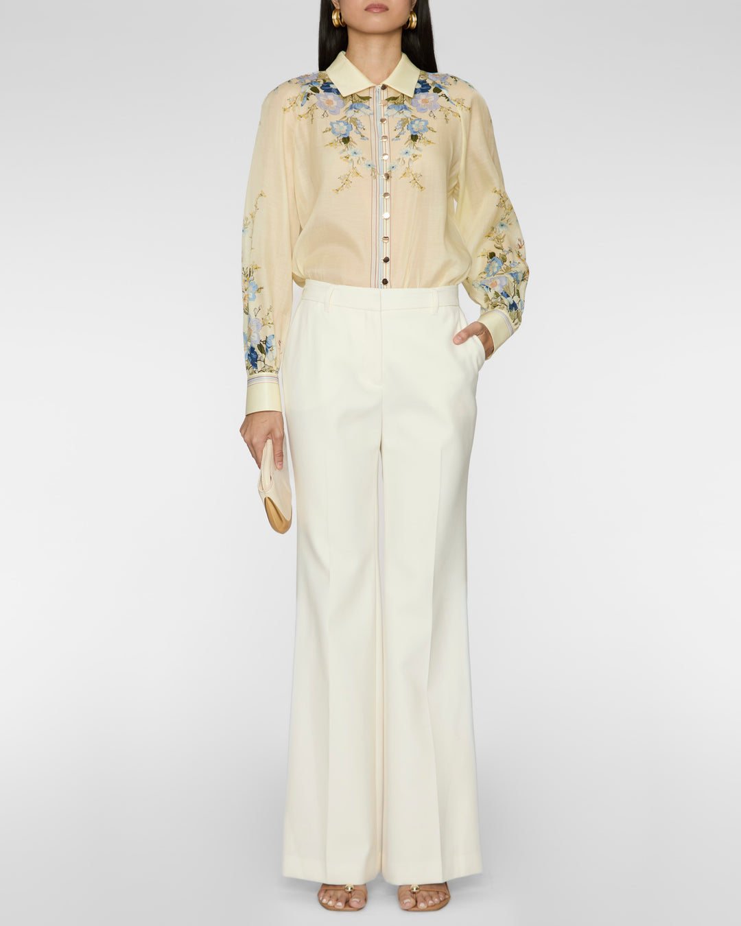 SELF PORTRAIT Yellow Floral Organza Blouse
