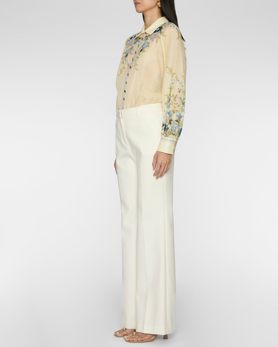SELF PORTRAIT Yellow Floral Organza Blouse