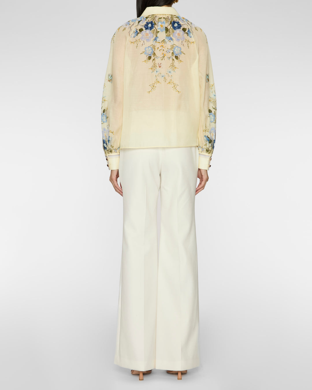 SELF PORTRAIT Yellow Floral Organza Blouse