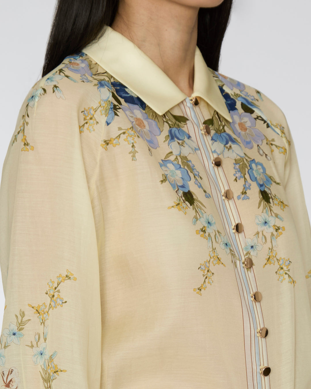 SELF PORTRAIT Yellow Floral Organza Blouse