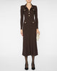 Brown Viscose Rib Knit Midi Dress
