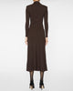 Brown Viscose Rib Knit Midi Dress
